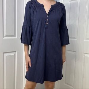 Lilly Pulitzer Dress Mini Long Sleeve Casual Navy Blue Cotton Size Small